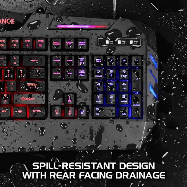 Alt view image 3 of 7 - Infiltrate KL1 LED Gaming Keyboard - Multi Color Backlit Keyboard with 2 Lighting Modes, Spill Resistant Design, USB Braided Cable - 19 Key Rollover, Anti-Ghosting, & Multimedia Keys