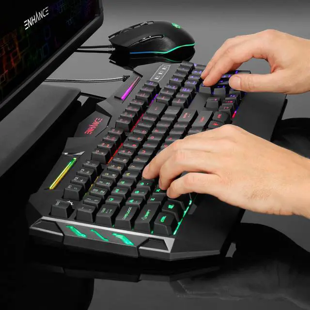 Alt view image 6 of 7 - Infiltrate KL1 LED Gaming Keyboard - Multi Color Backlit Keyboard with 2 Lighting Modes, Spill Resistant Design, USB Braided Cable - 19 Key Rollover, Anti-Ghosting, & Multimedia Keys