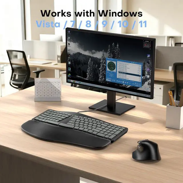 Alt view image 2 of 7 - USB-A Type-C Ergonomic Keyboard Split with Cushioned Wrist Rest