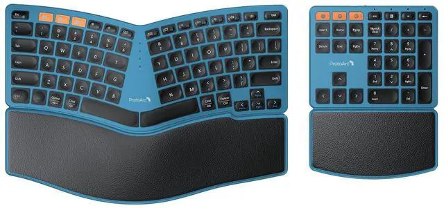 Main image of Wireless Ergonomic Keyboard with Separate Number Pad - Blue