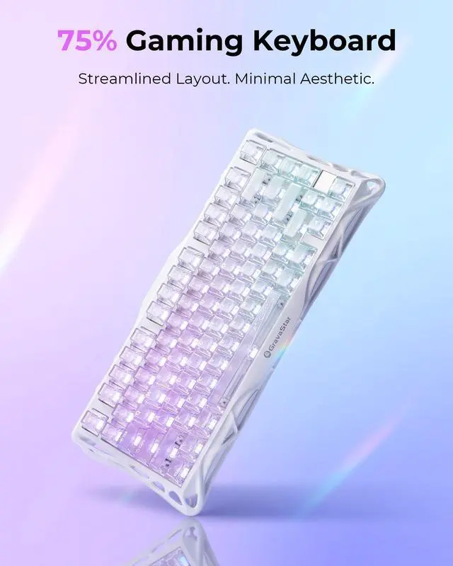 Alt view image 3 of 7 - Mercury K1 Lite 75% Wireless Mechanical Gaming Keyboard RGB