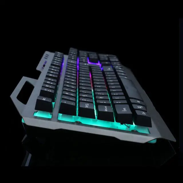 Alt view image 2 of 4 - Wired Mechanical Gaming Keyboard with Rainbow LED Backlit, 104 Keys and Removable Keycaps, Metal and Plastic Build, Comfortable to Operate for Desktop PC and Laptop