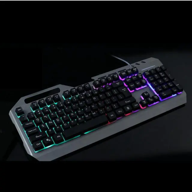 Alt view image 4 of 4 - Wired Mechanical Gaming Keyboard with Rainbow LED Backlit, 104 Keys and Removable Keycaps, Metal and Plastic Build, Comfortable to Operate for Desktop PC and Laptop