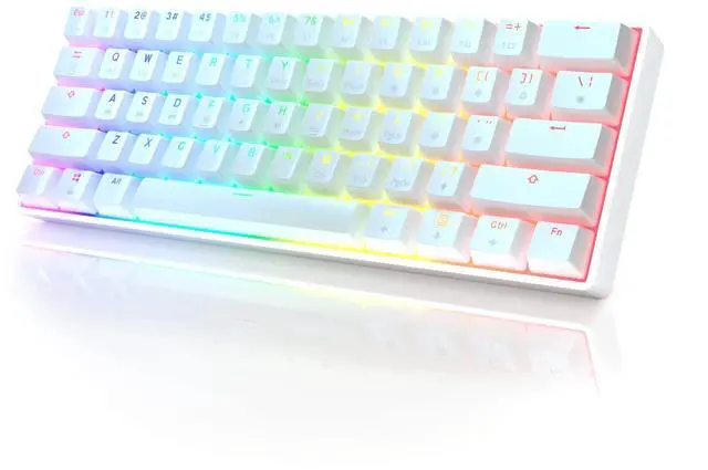 Main image of Gaming GK61 Mechanical Gaming Keyboard 60 Percent | 61 RGB Rainbow LED Backlit Programmable Keys | USB Wired | for Mac and Windows PC | Hotswap Gateron Optical Red Switches | White