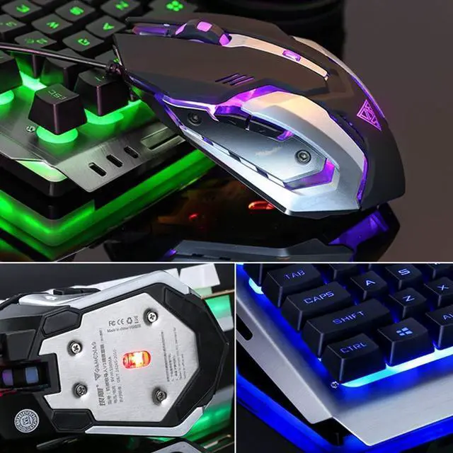 Alt view image 4 of 4 - Wired Gaming Keyboard Mouse Combo RGB Rainbow LED Backlit for Gamer