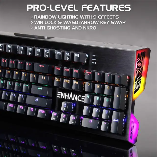 Alt view image 2 of 7 - Pathogen Gaming Keyboard - Blue Switch Mechanical Keyboard with Fast 0.2ms Polling, Water & Dust Resistant, NKRO & Anti-Ghosting, Removable Wrist Rest, Ergonomic Keyboard Rainbow LED 9 Effects