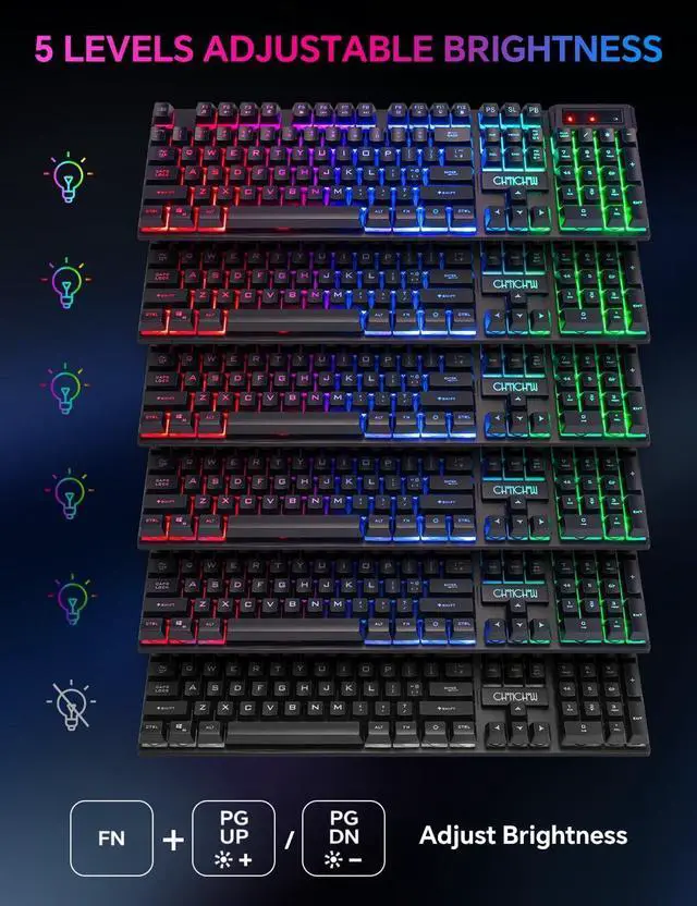 Alt view image 4 of 5 - Wireless Gaming Keyboard for PC PS4 PS5 Xbox One Laptop,Teclado inalámbrico