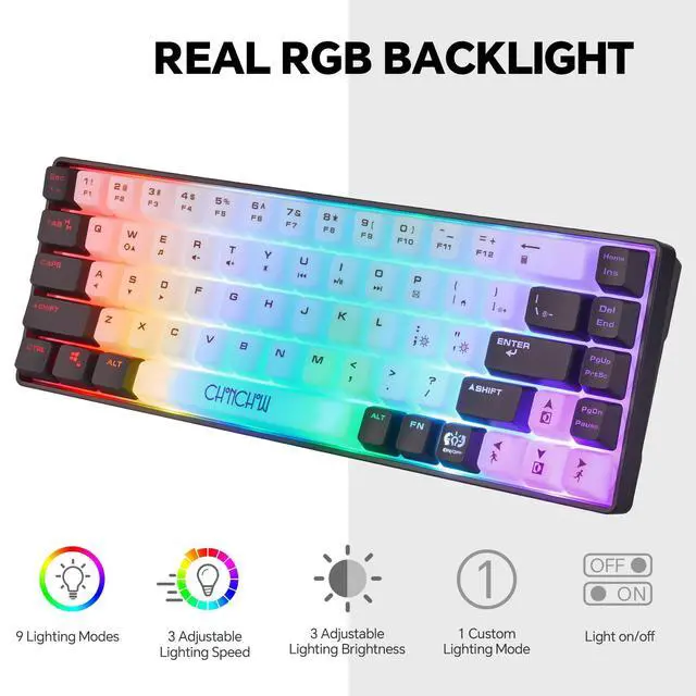 Alt view image 3 of 7 - Mini RGB 60% Gaming Keyboard, 68 Keys Small Compact