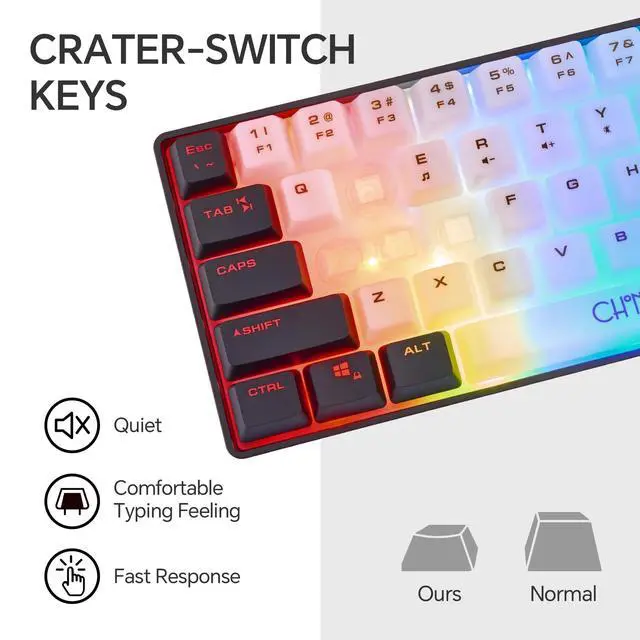 Alt view image 4 of 7 - Mini RGB 60% Gaming Keyboard, 68 Keys Small Compact