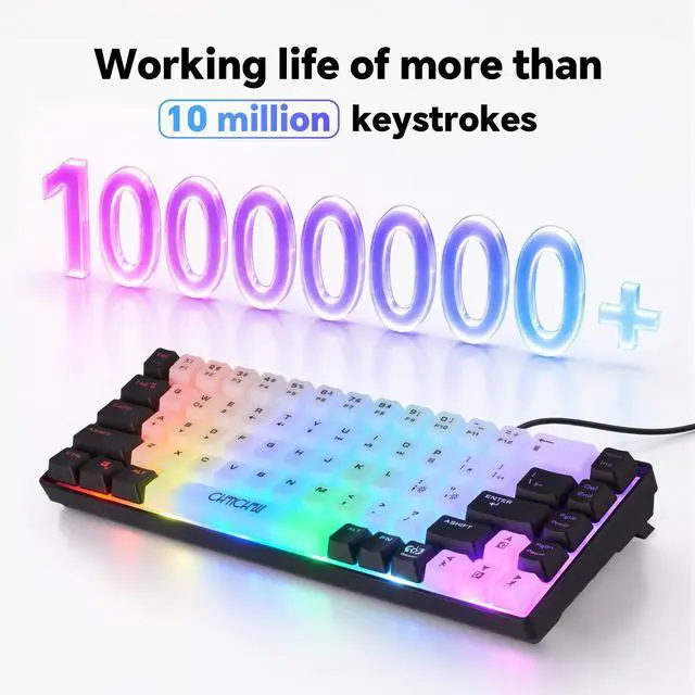 Alt view image 6 of 7 - Mini RGB 60% Gaming Keyboard, 68 Keys Small Compact
