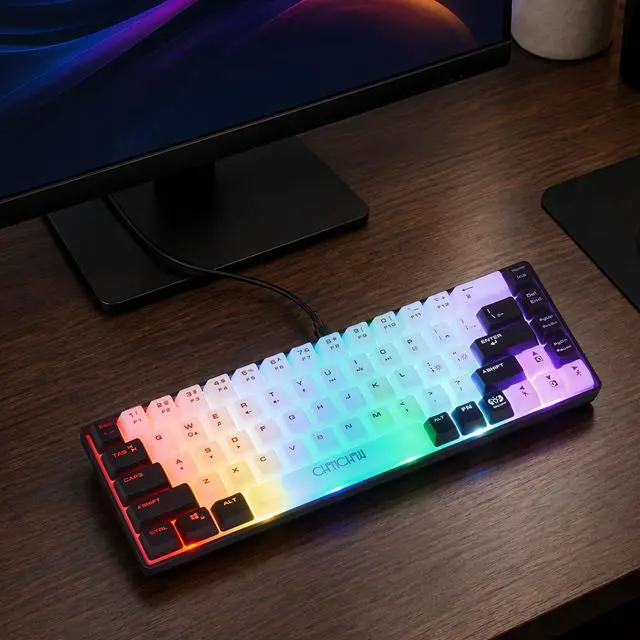 Alt view image 7 of 7 - Mini RGB 60% Gaming Keyboard, 68 Keys Small Compact