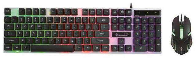 Main image of Led Rainbow Color Backlight Adjustable Gaming Game USB Wired Keyboard Mouse Set - Eighteen Crossing D280 Wired USB Lighting Gaming Computer Touch Keyboard and Mouse Set Black
