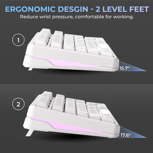 Alt view image 7 of 7 - XVX M98 Wireless Mechanical Keyboard,Stripes RGB with Shine-Through Keycaps