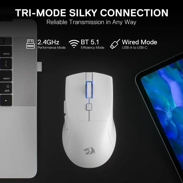 Alt view image 3 of 7 - M618 LIT Wireless Gaming Mouse 10K DPI 70G Ultra-Light Remapping Keys