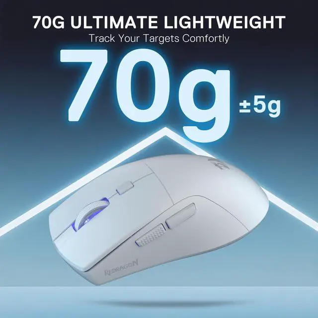 Alt view image 5 of 7 - M618 LIT Wireless Gaming Mouse 10K DPI 70G Ultra-Light Remapping Keys