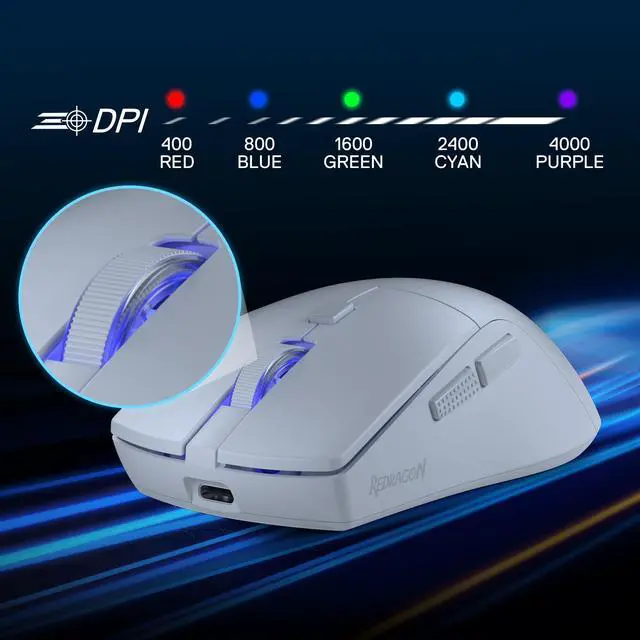 Alt view image 4 of 7 - M618 LIT Wireless Gaming Mouse 10K DPI 70G Ultra-Light Remapping Keys