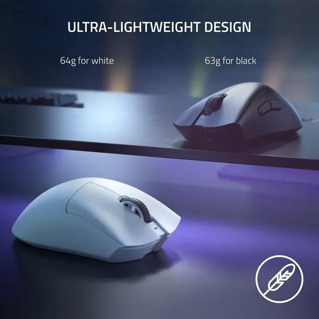 Alt view image 4 of 7 - DeathAdder V3 Pro Wireless Gaming Mouse, 64g, 90 Hr Battery, White