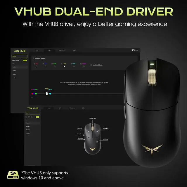 Alt view image 7 of 7 - F2 Pro Max Gaming Mouse Wireless with PAW3395 26K Optical Sensor