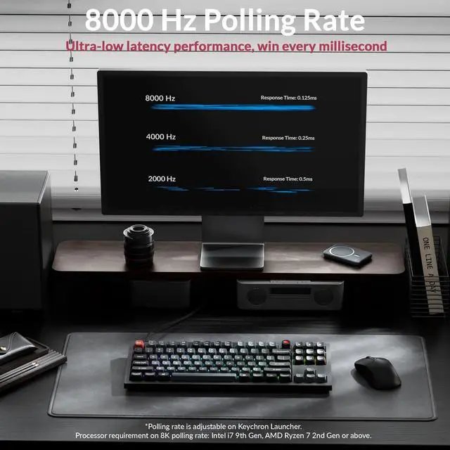 Alt view image 2 of 7 - V3 8K TKL Wired Mechanical Keyboard, 8000 Hz Polling Rate QMK Programmable Knob Hot-Swappable Gaming Keyboard, RGB Backlit, Ergonomic PBT Keycaps for Mac Windows Linux-Tactile Banana Switch