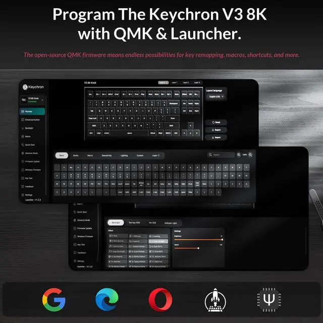 Alt view image 4 of 7 - V3 8K TKL Wired Mechanical Keyboard, 8000 Hz Polling Rate QMK Programmable Knob Hot-Swappable Gaming Keyboard, RGB Backlit, Ergonomic PBT Keycaps for Mac Windows Linux-Tactile Banana Switch