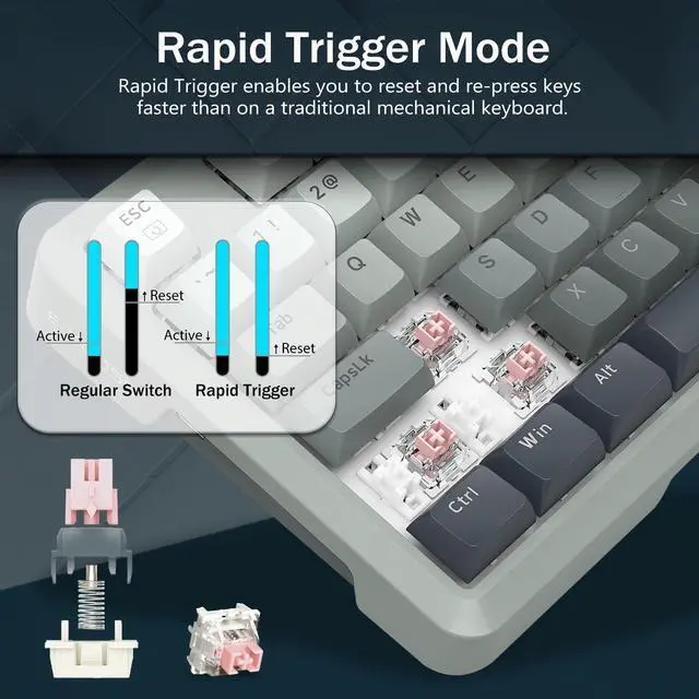Alt view image 3 of 7 - 75% Compact Rapid Trigger Gaming Keyboard, 8k Hz Polling Rate