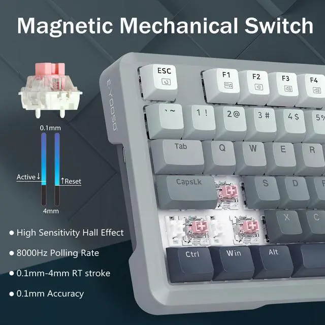 Alt view image 4 of 7 - 75% Compact Rapid Trigger Gaming Keyboard, 8k Hz Polling Rate