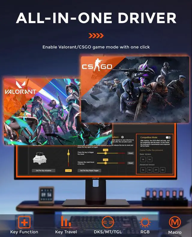Alt view image 2 of 7 - EK75RT Rapid Trigger Wired Gaming Keyboard, Hall Effect Magnetic Switch Mechanical Keyboard, Adjustable Actuation, 75% TKL with Knob, Magnetic Sensing RGB Backlit, PBT Keycaps for FPS