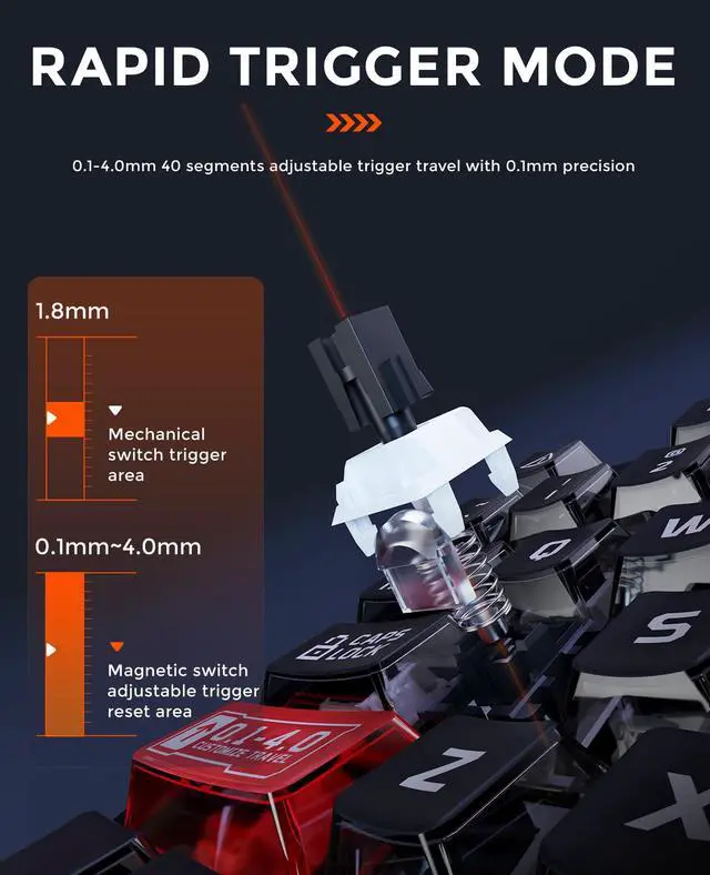 Alt view image 4 of 7 - EK75RT Rapid Trigger Wired Gaming Keyboard, Hall Effect Magnetic Switch Mechanical Keyboard, Adjustable Actuation, 75% TKL with Knob, Magnetic Sensing RGB Backlit, PBT Keycaps for FPS