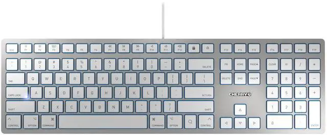 Main image of KC 6000 Slim for MAC, Wired Mac Keyboard with Number Pad, USB-A Connection, Whisper-Quiet Keys, Thin Design, SX Scissor Switches, QWERTY, Silver/White