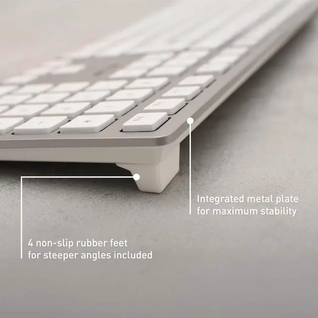 Alt view image 6 of 7 - KC 6000 Slim for MAC, Wired Mac Keyboard with Number Pad, USB-A Connection, Whisper-Quiet Keys, Thin Design, SX Scissor Switches, QWERTY, Silver/White