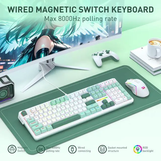 Alt view image 2 of 7 - K745 HE Wired Hall-Effect Magnetic Rapid Trigger Gaming Keyboard