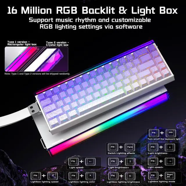 Alt view image 4 of 7 - HERO 68 HE Wired Gaming Keyboard, Hall Effect Keyboard with Magnetic Switch, Rapid Trigger Mode, 8KHz Polling Rate,Side Printed PBT Keycaps, RGB Lightbox&Backlit, 65% Small Keyboards for Gamer/PC