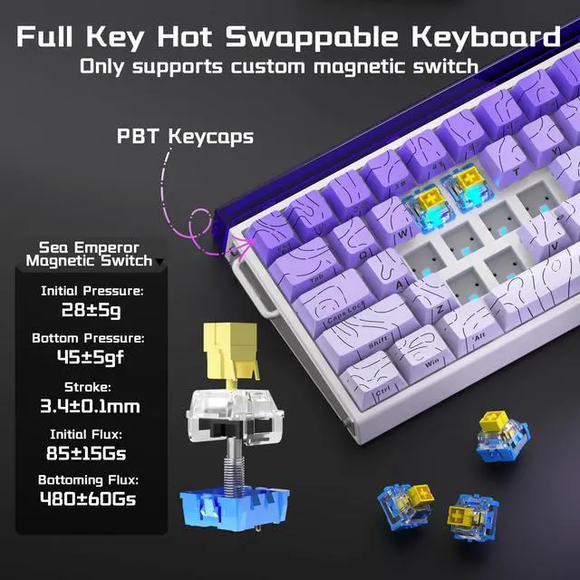 Alt view image 5 of 7 - HERO 68 HE Wired Gaming Keyboard, Hall Effect Keyboard with Magnetic Switch, Rapid Trigger Mode, 8KHz Polling Rate,Side Printed PBT Keycaps, RGB Lightbox&Backlit, 65% Small Keyboards for Gamer/PC