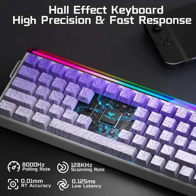 Alt view image 3 of 7 - HERO 68 HE Wired Gaming Keyboard, Hall Effect Keyboard with Magnetic Switch, Rapid Trigger Mode, 8KHz Polling Rate,Side Printed PBT Keycaps, RGB Lightbox&Backlit, 65% Small Keyboards for Gamer/PC