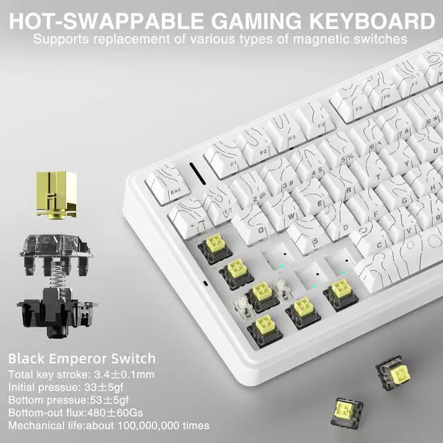 Alt view image 4 of 7 - Aula F75 HE Wireless Gaming Keyboard Hall Effect Magnetic Switch Keyboard
