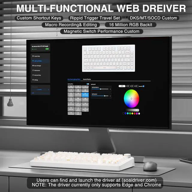 Alt view image 5 of 7 - Aula F75 HE Wireless Gaming Keyboard Hall Effect Magnetic Switch Keyboard