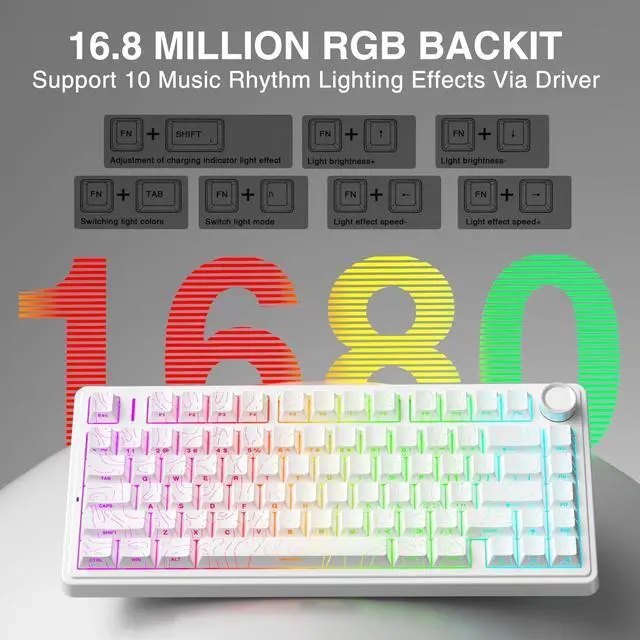 Alt view image 7 of 7 - Aula F75 HE Wireless Gaming Keyboard Hall Effect Magnetic Switch Keyboard