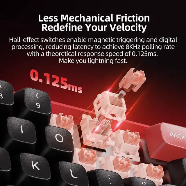Alt view image 3 of 7 - WIN68 HE MAX Hall Effect Mechanical Gaming Keyboard, 60% Wired, Magnetic Switch, Rapid Trigger Adjustable Actuation, 8KHz Polling Rate, RGB Backlit for FPS MOBA Gamer Laptop PC