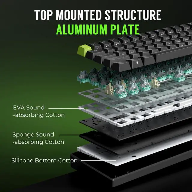 Alt view image 6 of 7 - C61 HE Gaming Keyboard 60% Wired Mechanical Keyboard with Hall Effect Magnetic Switch 8000Hz Polling Rate Rapid Trigger RGB Backlit, 61 Keys, Black Green