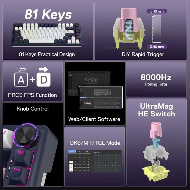 Alt view image 2 of 7 - K673 HE Wired Hall-Effect Rapid Trigger Magnetic Gaming Keyboard