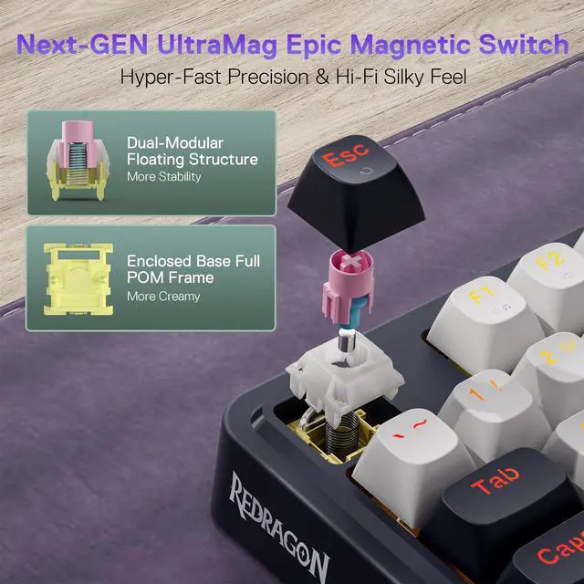 Alt view image 3 of 7 - K673 HE Wired Hall-Effect Rapid Trigger Magnetic Gaming Keyboard