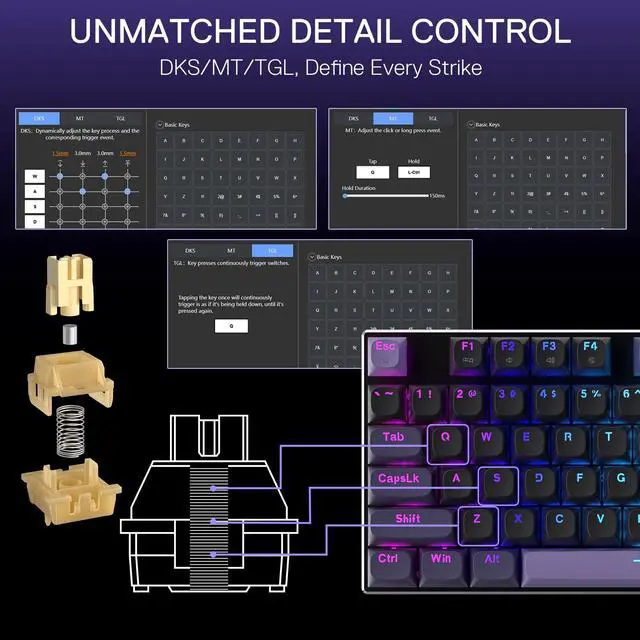 Alt view image 6 of 7 - K556 104-Key Wired RGB Hall-Effect Rapid Trigger Gaming Keyboard