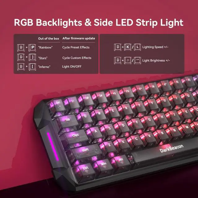 Alt view image 5 of 7 - Flux 68 HE Mechanical Gaming Keyboard Rapid Trigger with Adjustable Actuation 0.01-3.5 mm, Hall Effect Magnetic Switch, 8000Hz Polling, RGB Backlit, 65% Wired Keyboard for PC Laptop Gamer