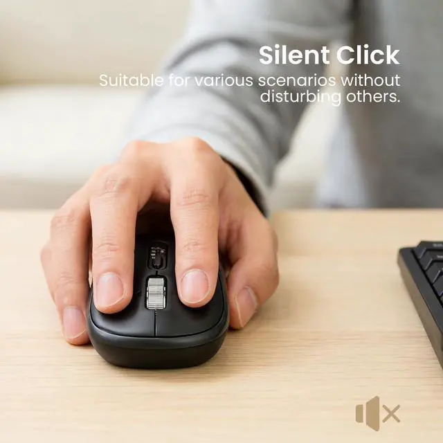 Alt view image 7 of 7 - Wireless Bluetooth Multi-Device Mouse with 5 Programmable Buttons, 4-Way Navigation Scroll, 5 Level DPI, Quiet Click Mice Compatible with Computer, Laptop, PC, iPad, Tablet, MacBook.