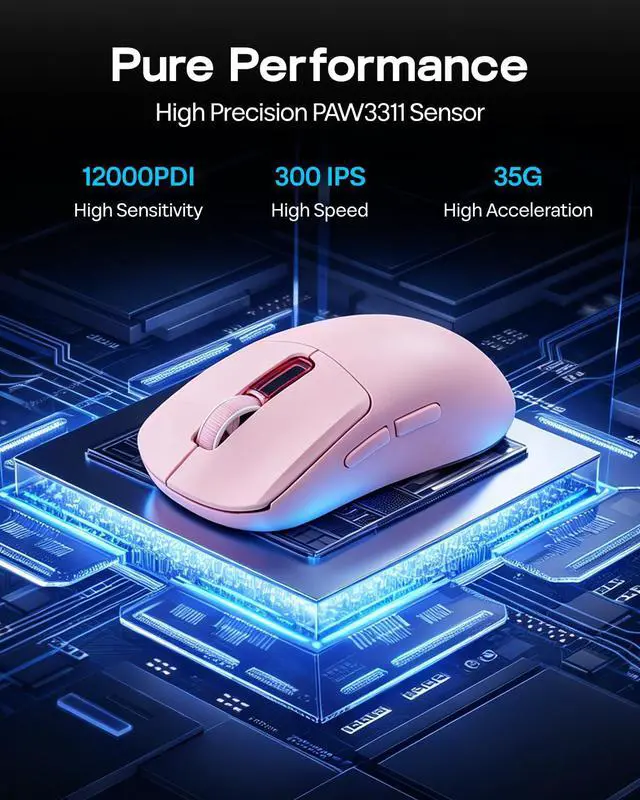Alt view image 3 of 7 - NEX Lite Wireless Gaming Mouse w/Screens & RGB Charging Dock