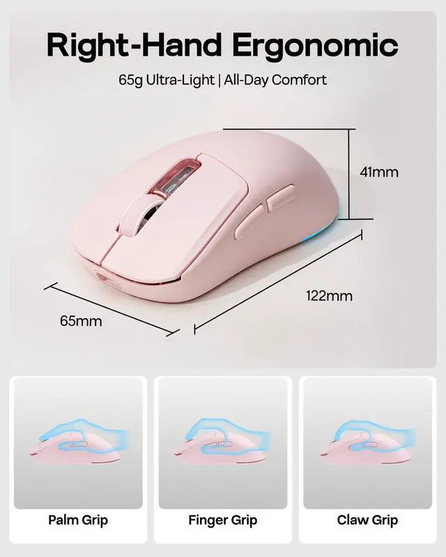 Alt view image 5 of 7 - NEX Lite Wireless Gaming Mouse w/Screens & RGB Charging Dock