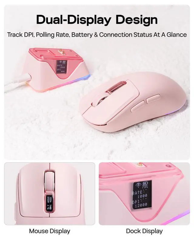 Alt view image 7 of 7 - NEX Lite Wireless Gaming Mouse w/Screens & RGB Charging Dock