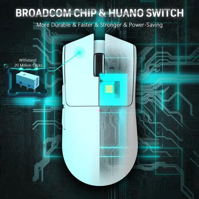 Alt view image 7 of 7 - ATTACK SHARK X11 59g Lightweight Wireless Gaming Mouse,RGB Magnetic Charging Dock,PixArt PAW3311 Gaming Sensor,Tri-Mode-BT/2.4G Wireless/Wired Mouse,22000 DPI,5 Programmable Buttons for Pc/Mac(White)
