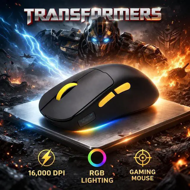 Alt view image 2 of 7 - Gaming Mouse GM04 Pro, Wireless Gaming Mouse Tri-Mode Bluetooth/2.4G/Wired, 53g Ultra-Light, 24,000 DPI PAW3311 Sensor, RGB, 1000Hz, Rechargeable PC Gaming Mouse (Black)