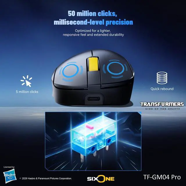 Alt view image 7 of 7 - Gaming Mouse GM04 Pro, Wireless Gaming Mouse Tri-Mode Bluetooth/2.4G/Wired, 53g Ultra-Light, 24,000 DPI PAW3311 Sensor, RGB, 1000Hz, Rechargeable PC Gaming Mouse (Black)
